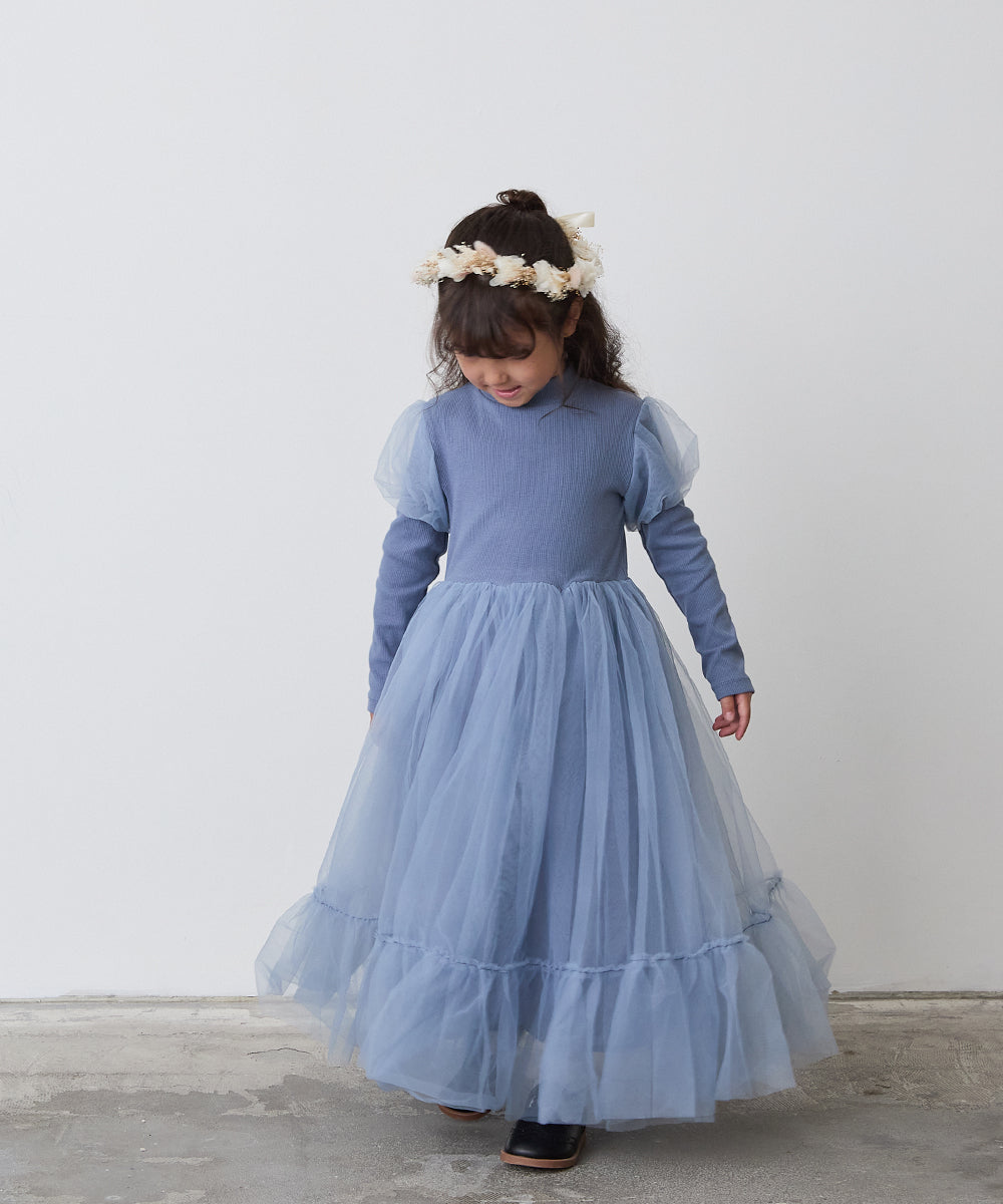 チュール切り替えドレスワンピース