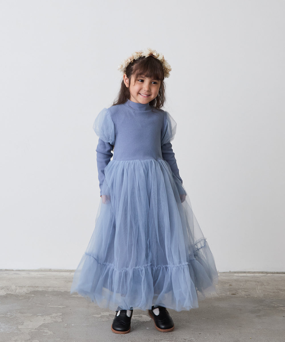 チュール切り替えドレスワンピース