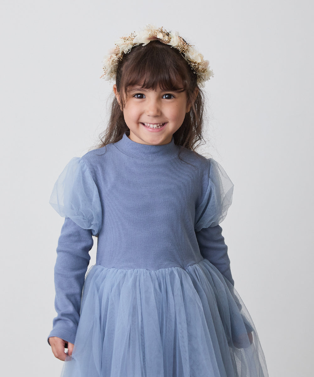 チュール切り替えドレスワンピース