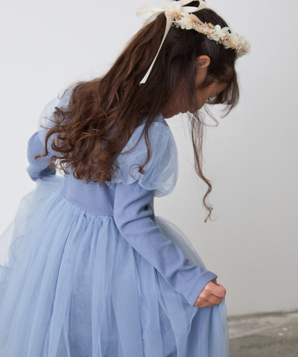 チュール切り替えドレスワンピース