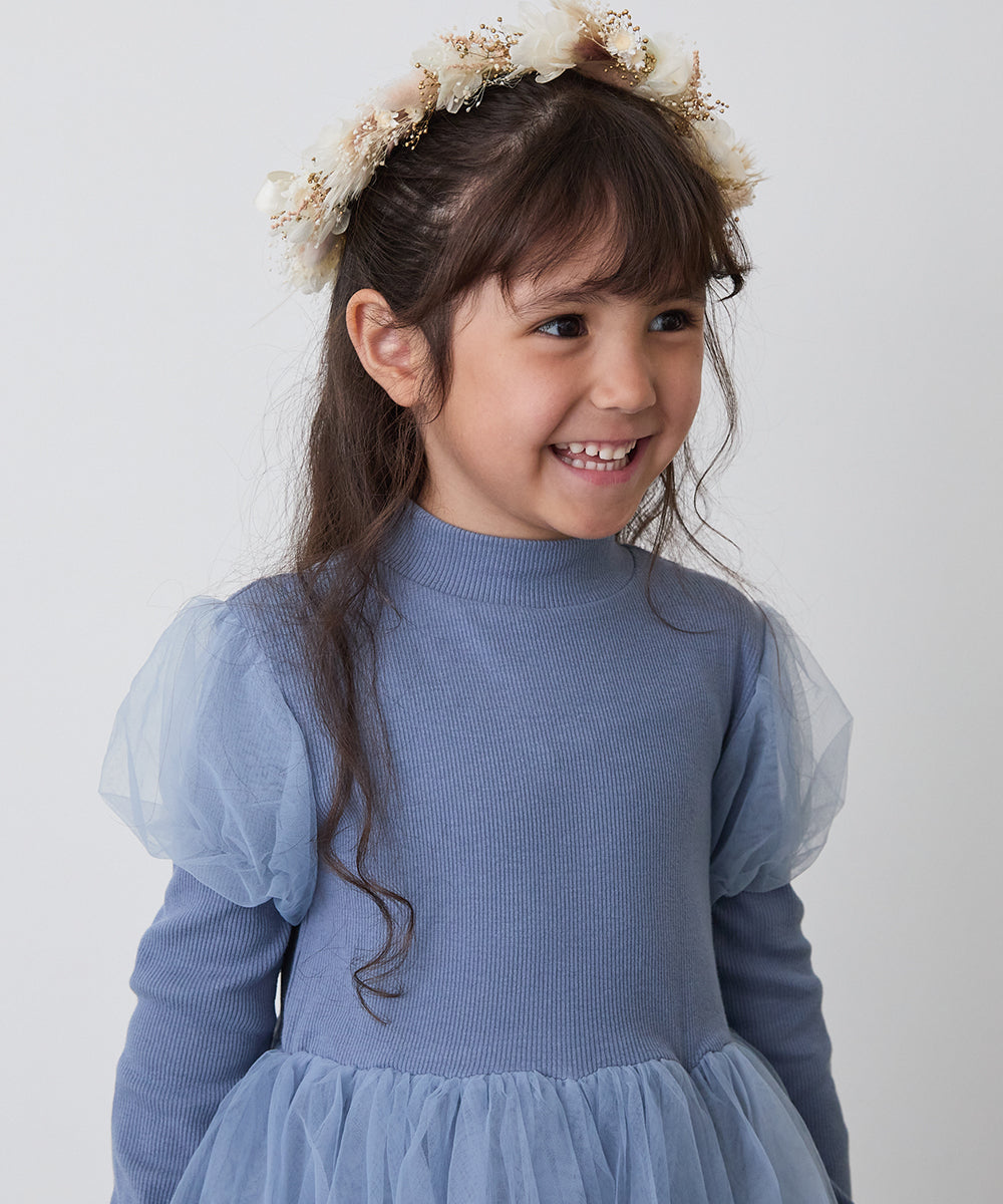 チュール切り替えドレスワンピース