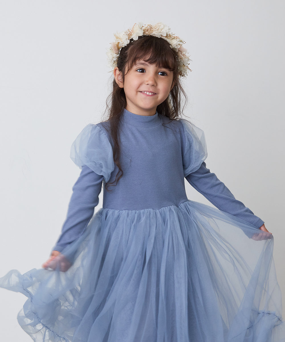 チュール切り替えドレスワンピース