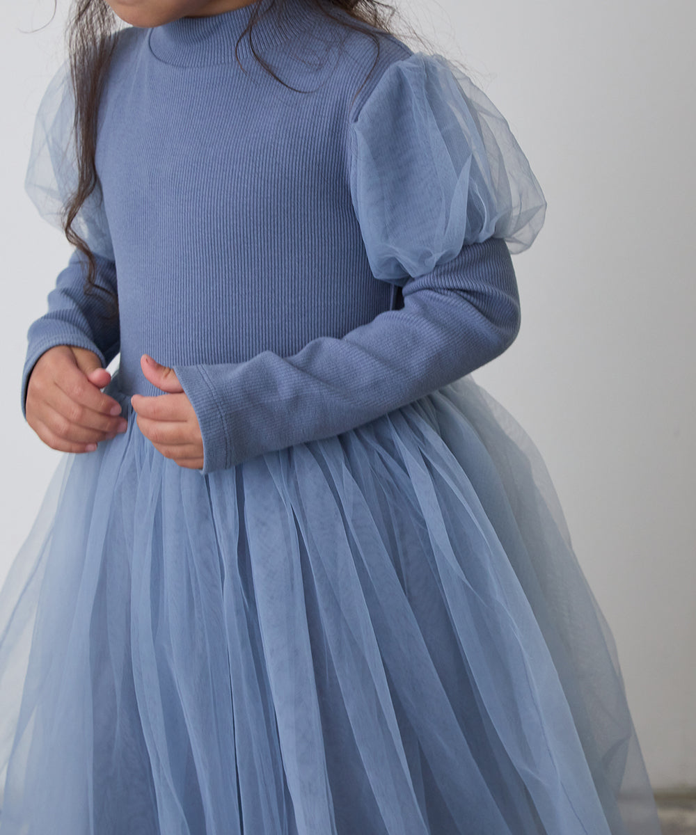 チュール切り替えドレスワンピース