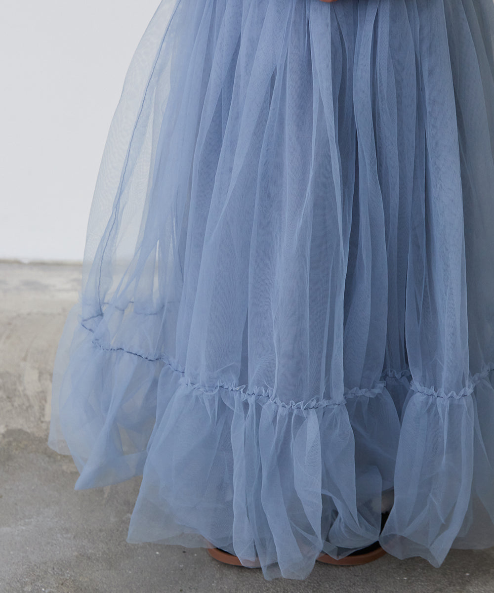 チュール切り替えドレスワンピース