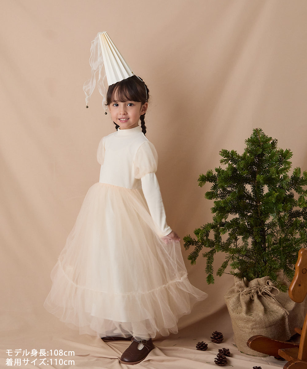 チュール切り替えドレスワンピース