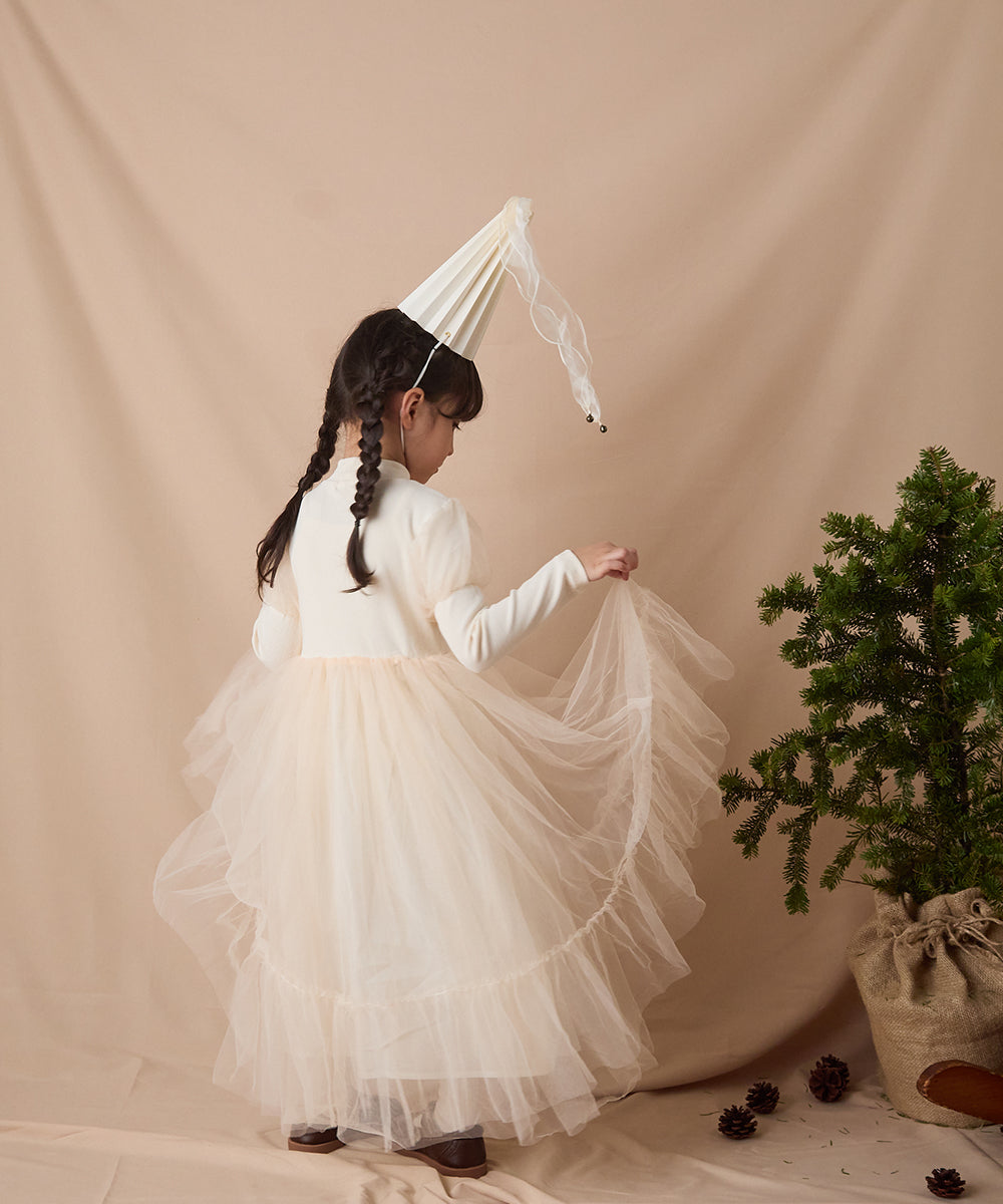 チュール切り替えドレスワンピース