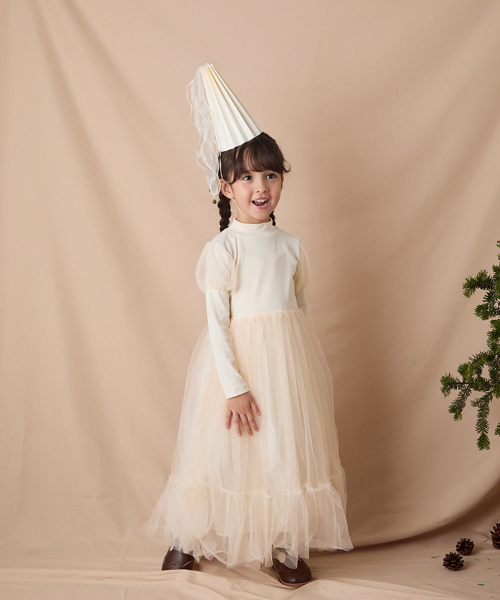 チュール切り替えドレスワンピース