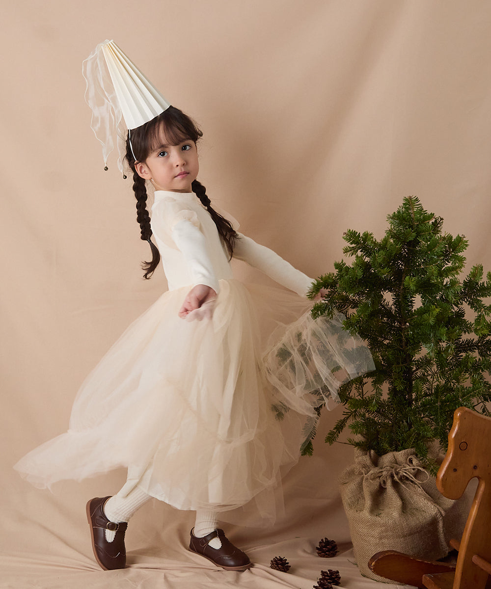 チュール切り替えドレスワンピース