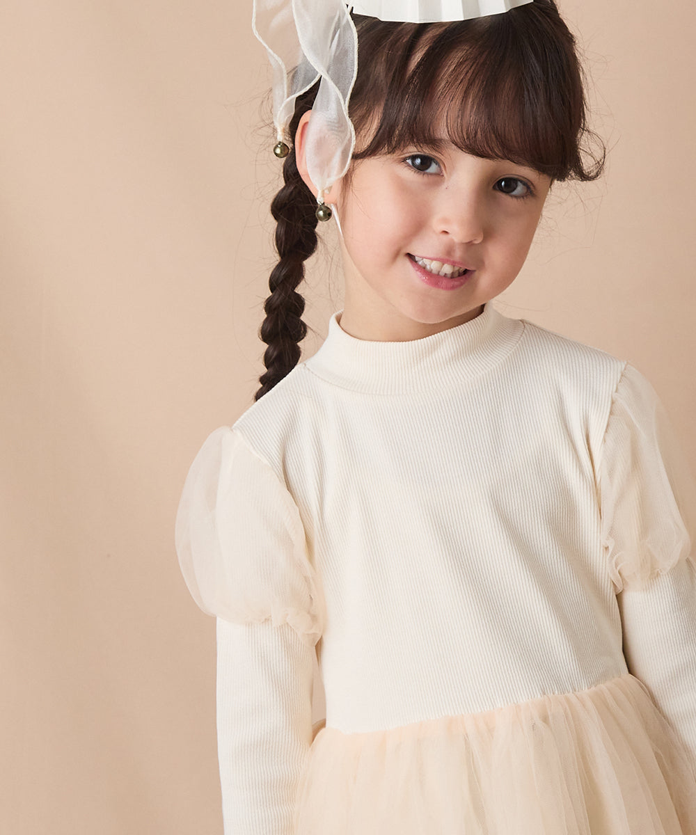 チュール切り替えドレスワンピース