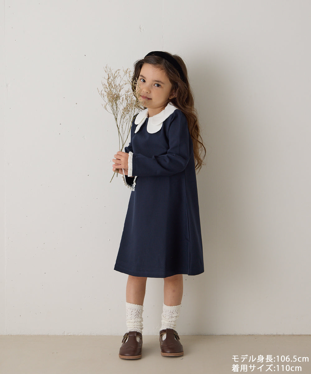 親子リンクコーデ　ドレス2着セット　ハンドメイド　ワンピース　ネイビー 親子リンクコーデ ドレス2着セット ハンドメイド ワンピース ネイビー