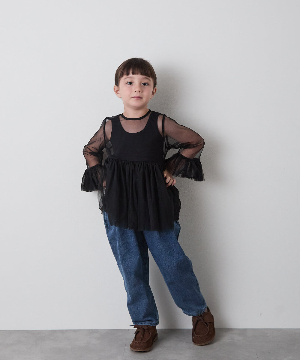 チュールフリルブラウス