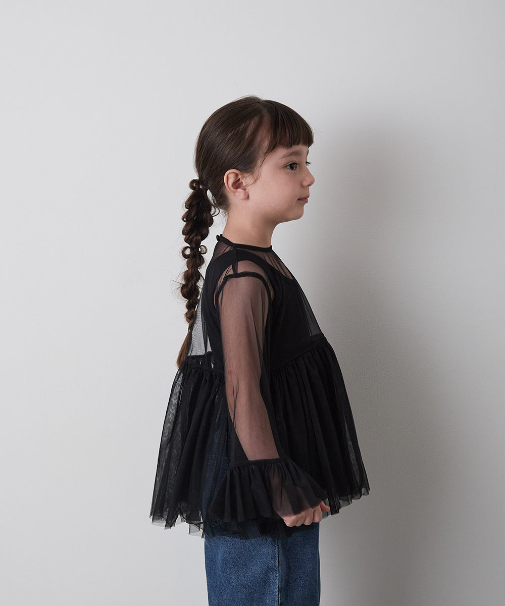 チュールフリルブラウス