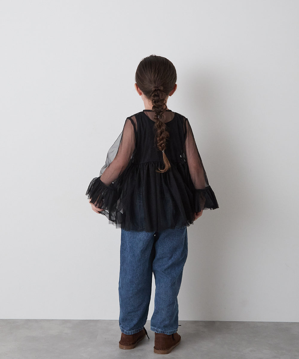 チュールフリルブラウス
