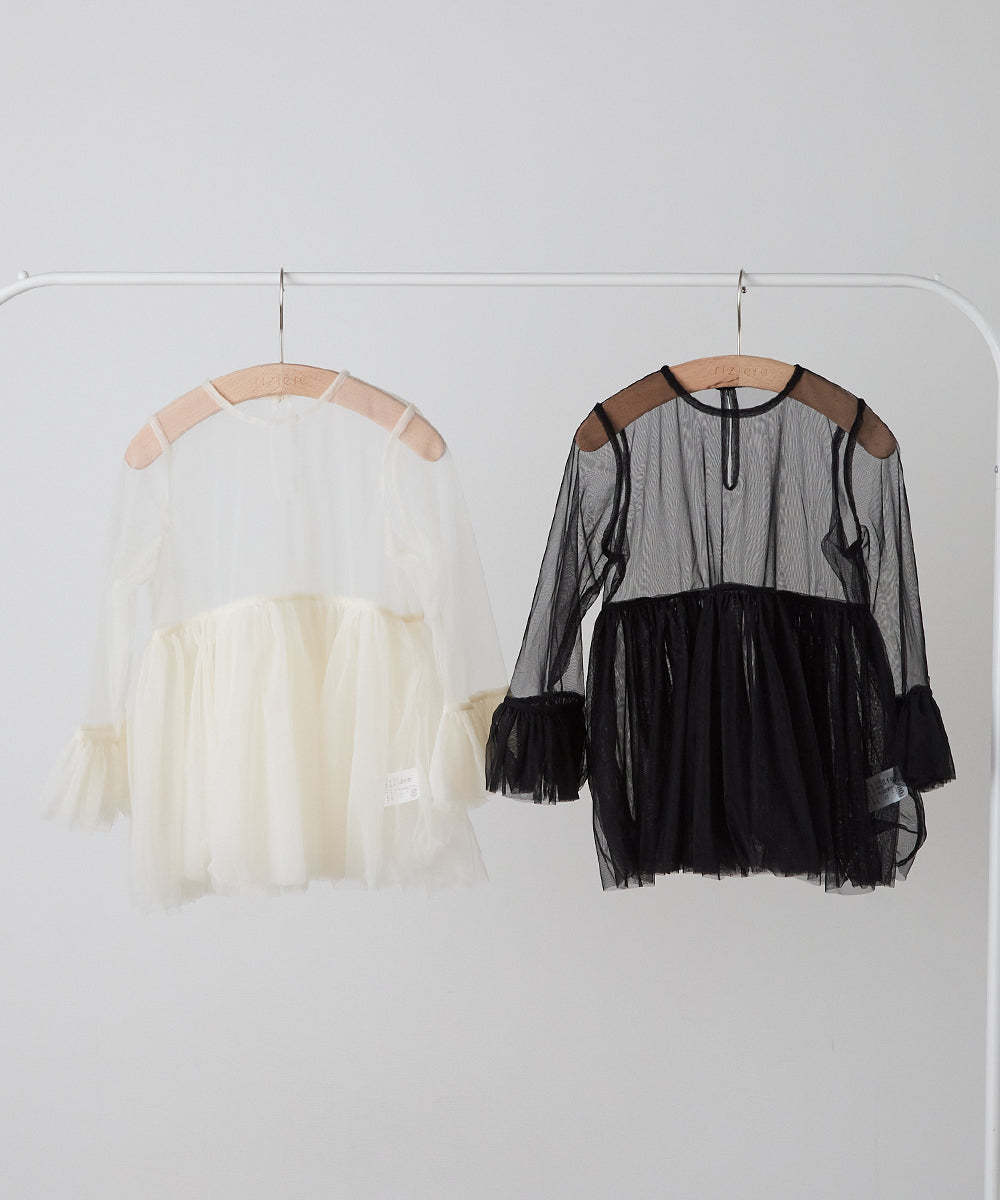 チュールフリルブラウス