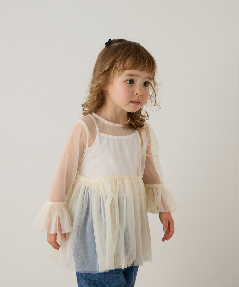 チュールフリルブラウス