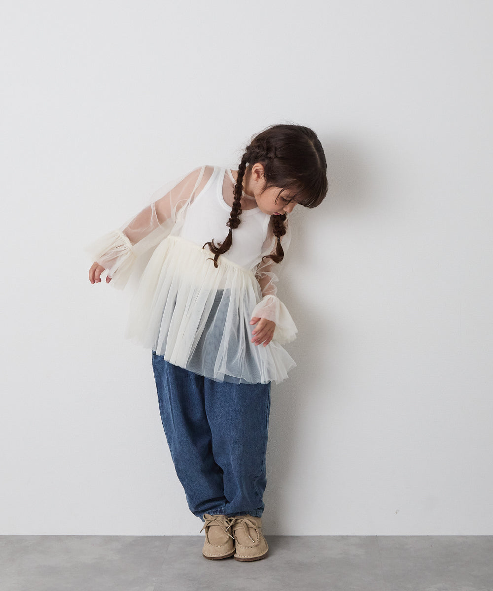 チュールフリルブラウス