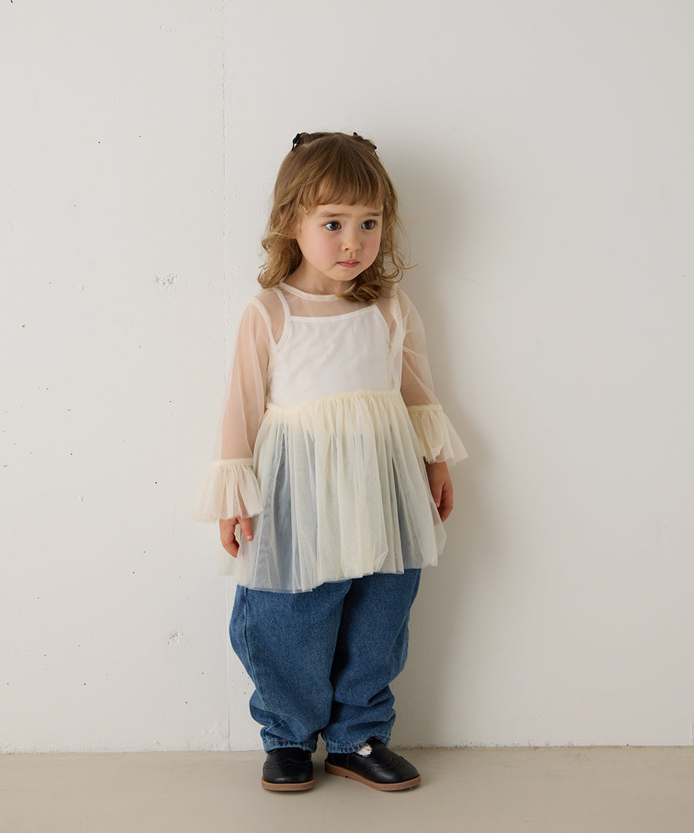 チュールフリルブラウス