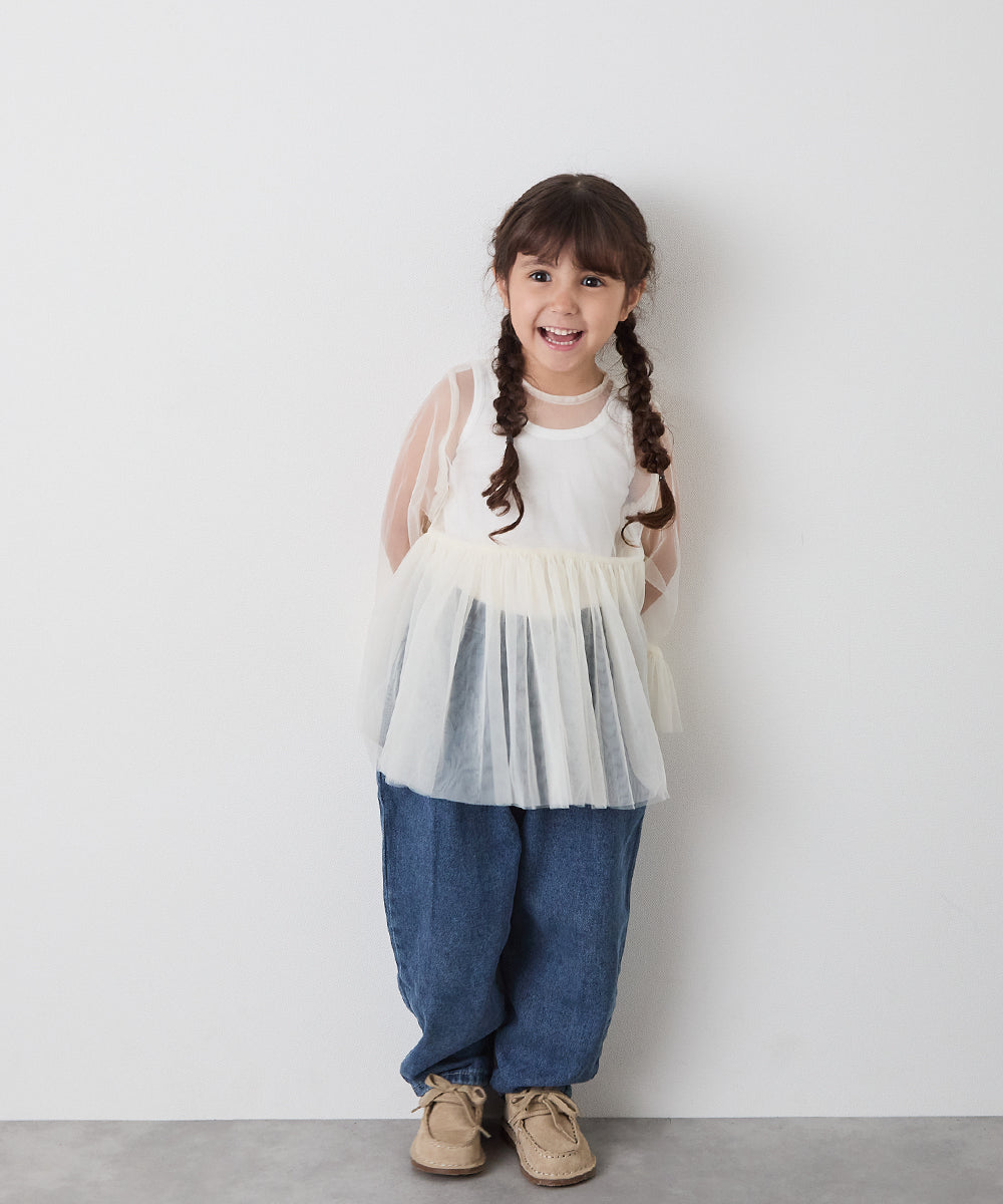 チュールフリルブラウス