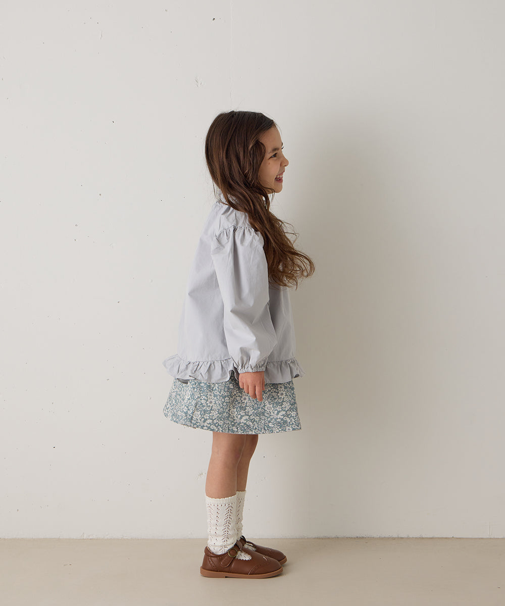 スタンドフリルシャーリングブラウス