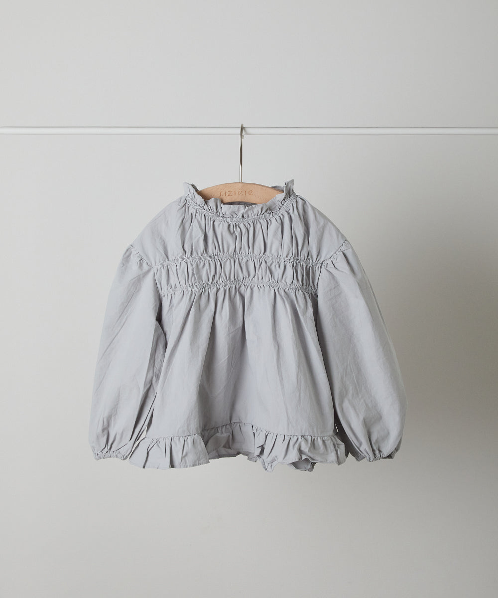 スタンドフリルシャーリングブラウス