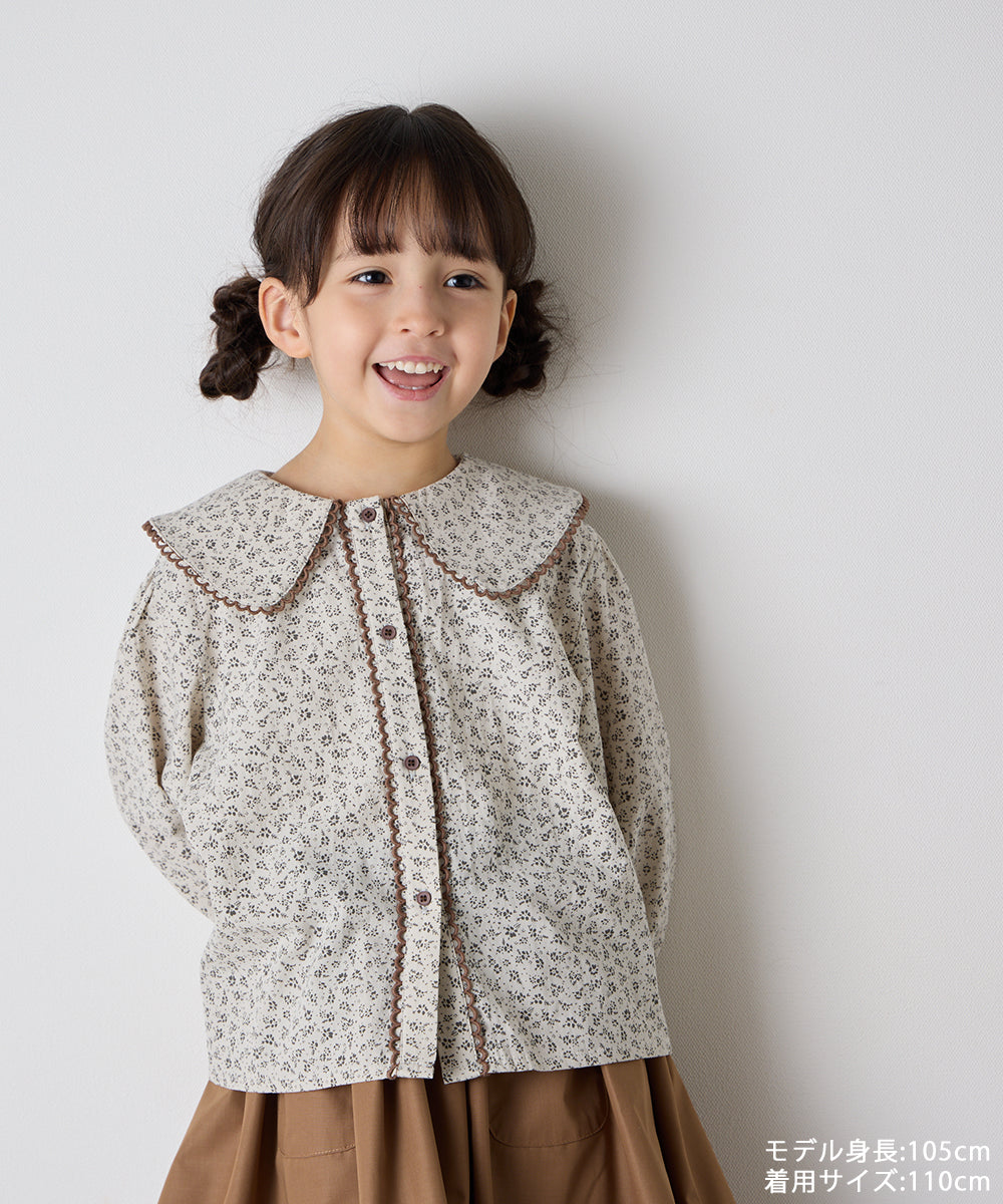 【リンクコーデ】配色スカラ花柄ブラウス