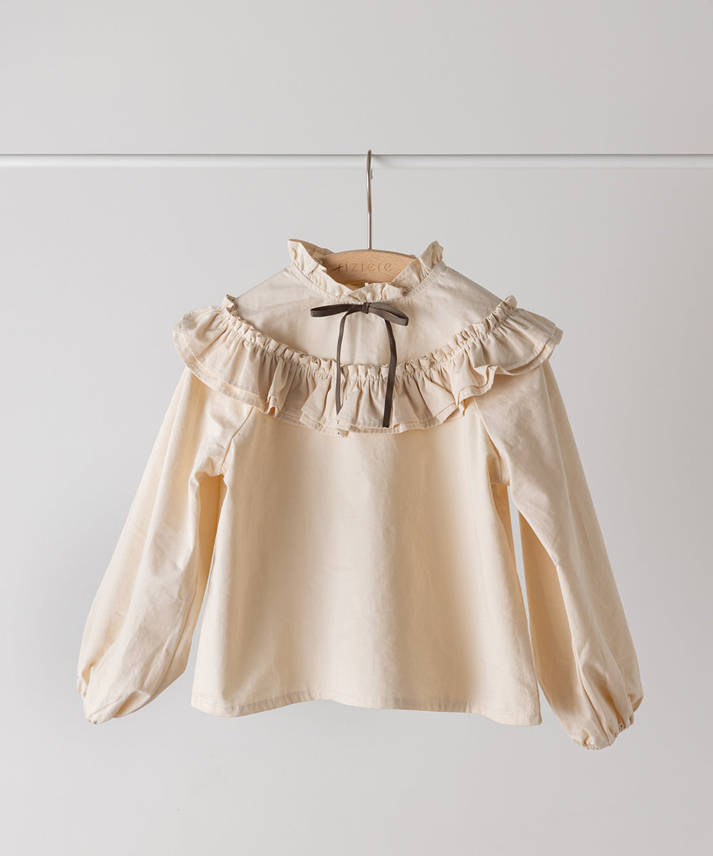 フロントリボンフリルカラーブラウス
