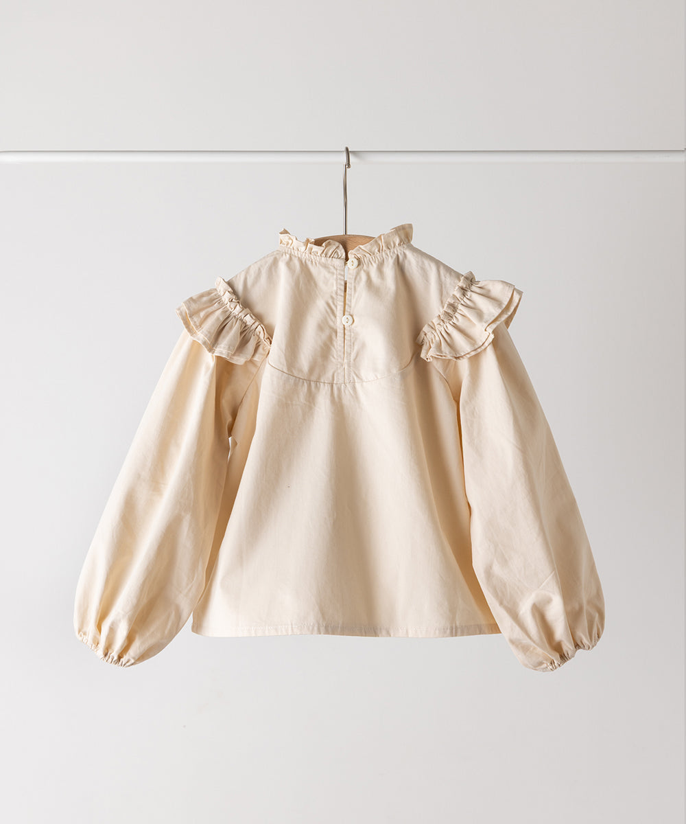 フロントリボンフリルカラーブラウス