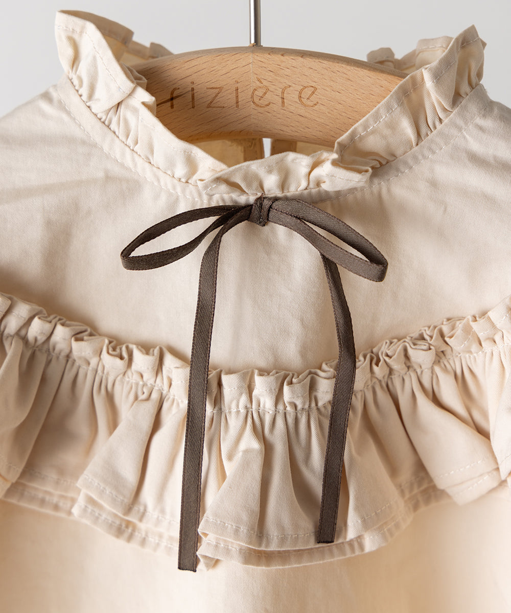 フロントリボンフリルカラーブラウス