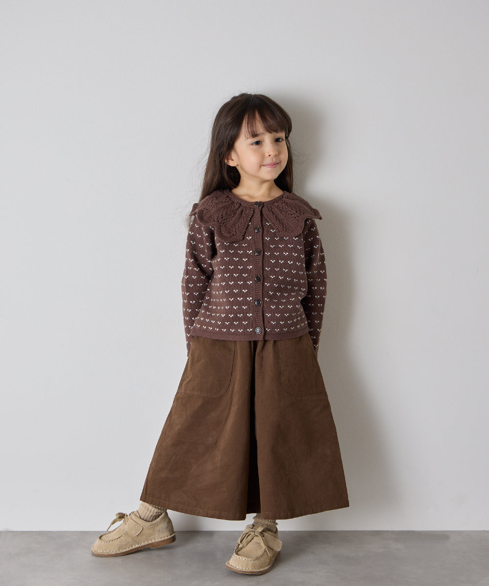 フリルカラージャガードニットカーディガン