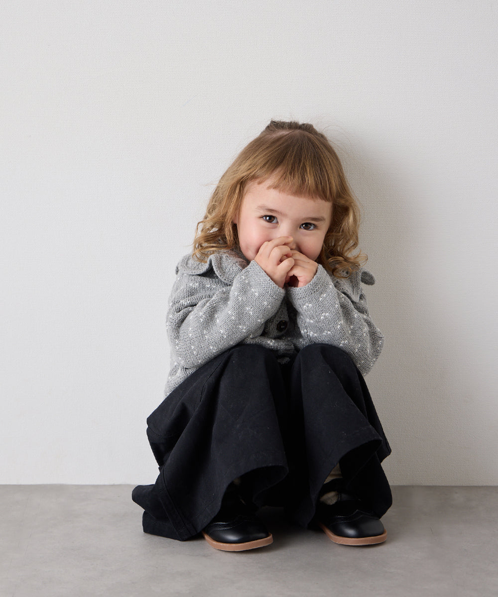 フリルカラージャガードニットカーディガン