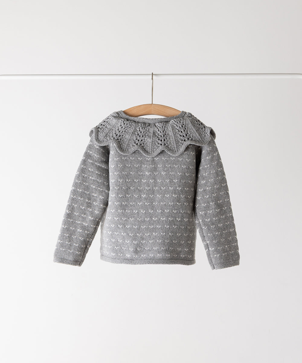 フリルカラージャガードニットカーディガン