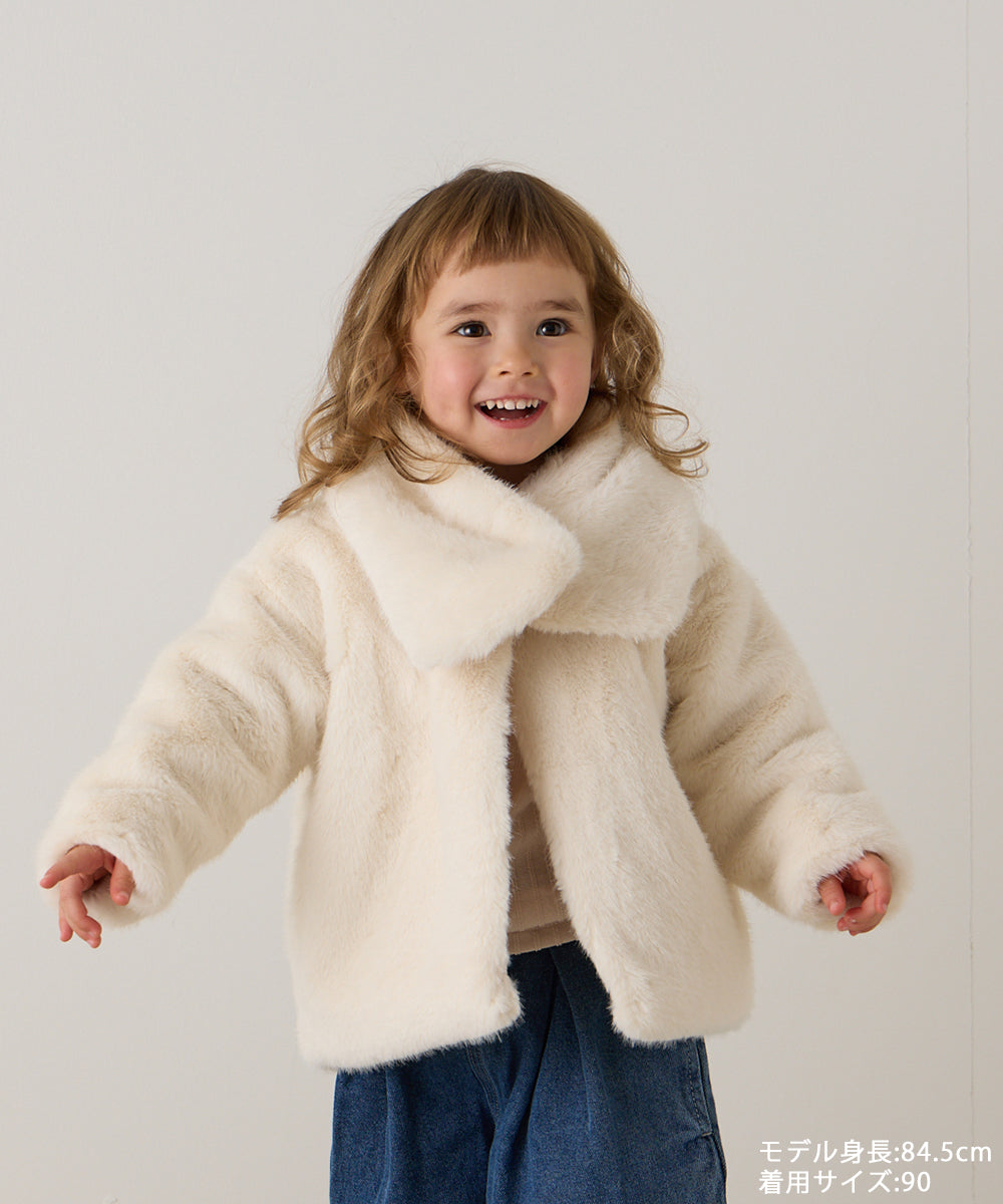ティペット付きフェイクファーコート