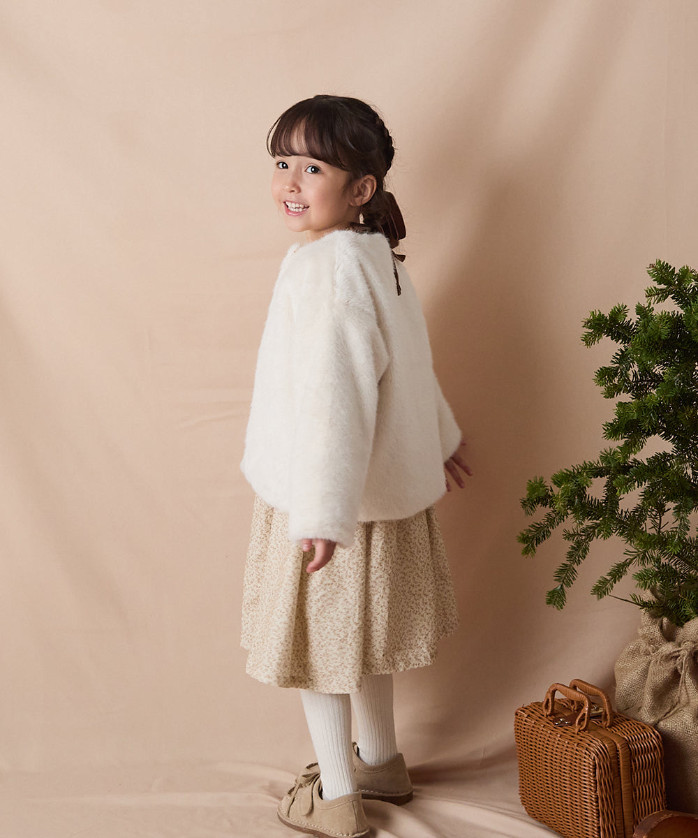 ティペット付きフェイクファーコート