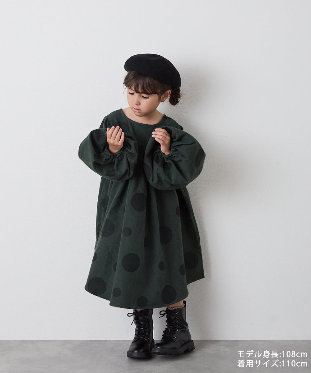 選べる4色フランネルバルーンスリーブワンピース