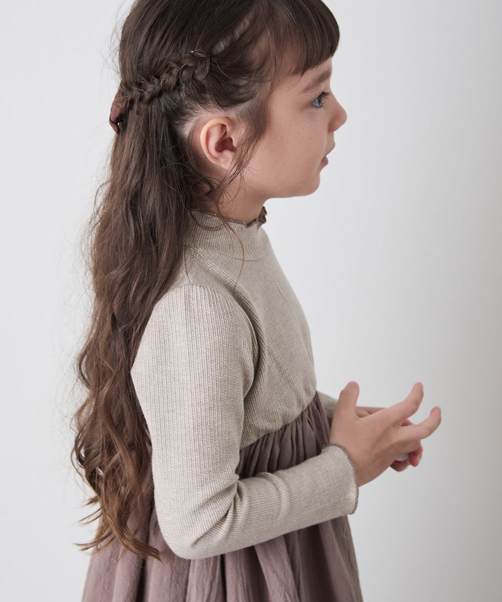 【リンクコーデ】異素材ドッキングバルーンワンピース