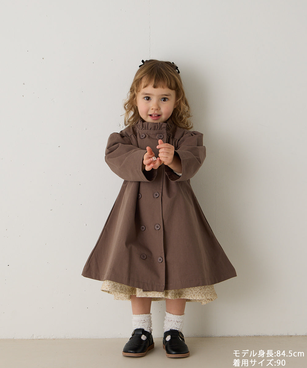 ダブルボタンフリルカラーワンピースコート