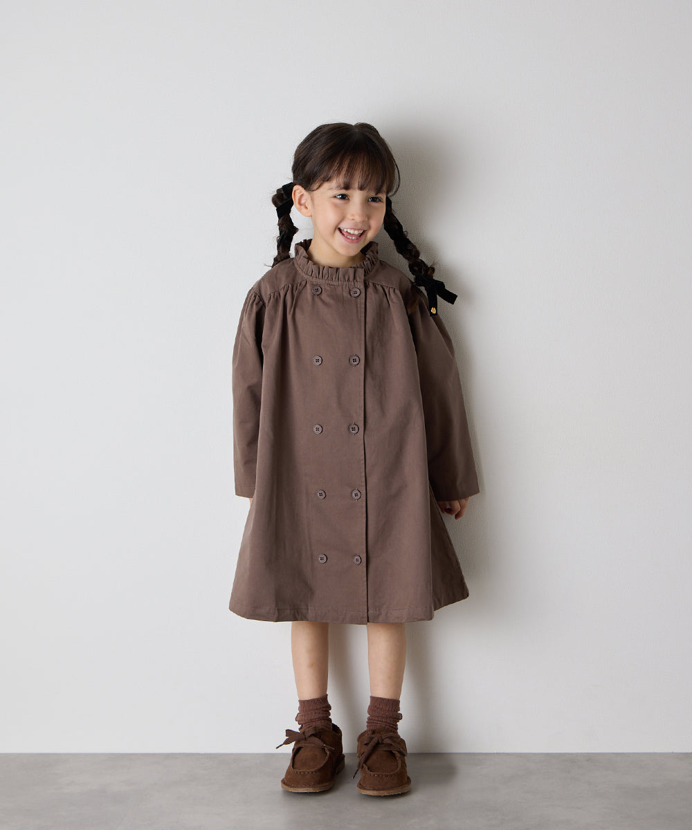 ダブルボタンフリルカラーワンピースコート