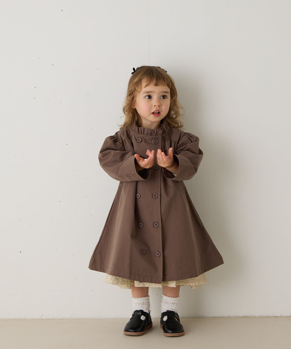 ダブルボタンフリルカラーワンピースコート