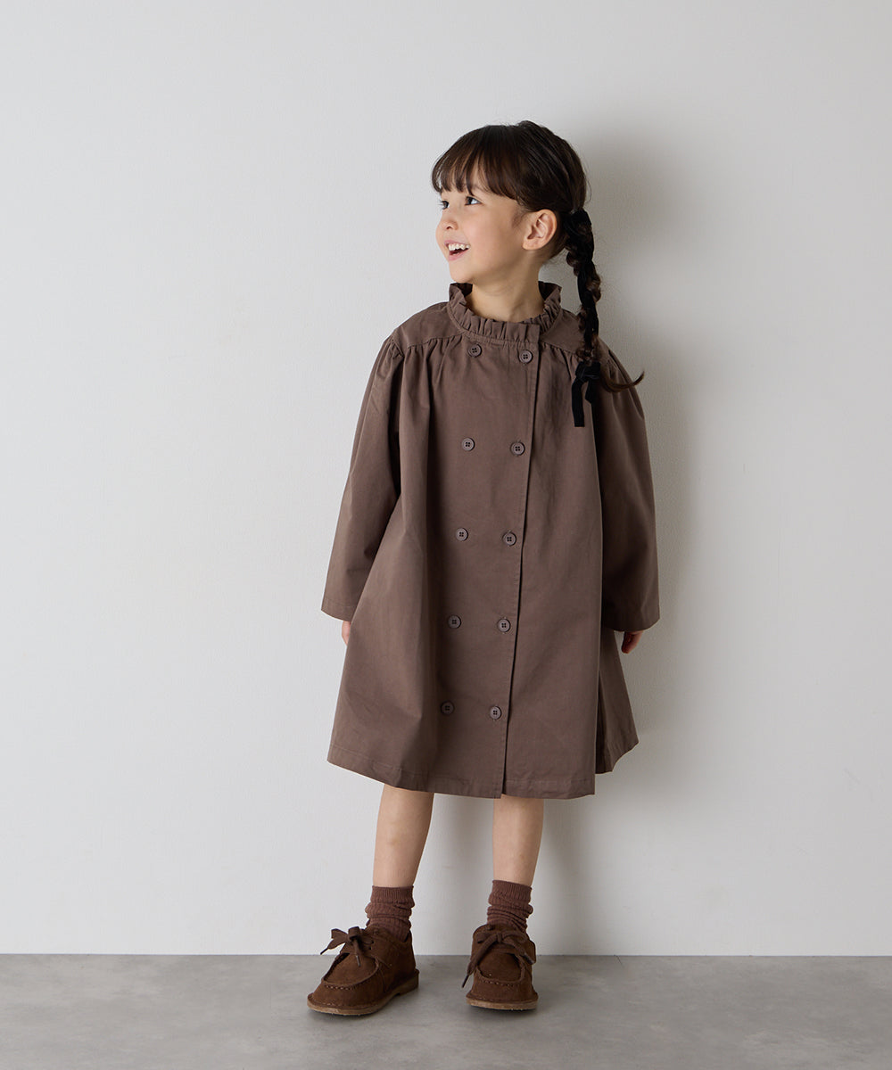 ダブルボタンフリルカラーワンピースコート