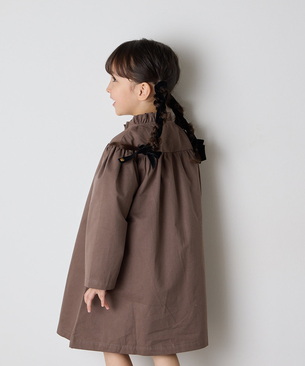 ダブルボタンフリルカラーワンピースコート