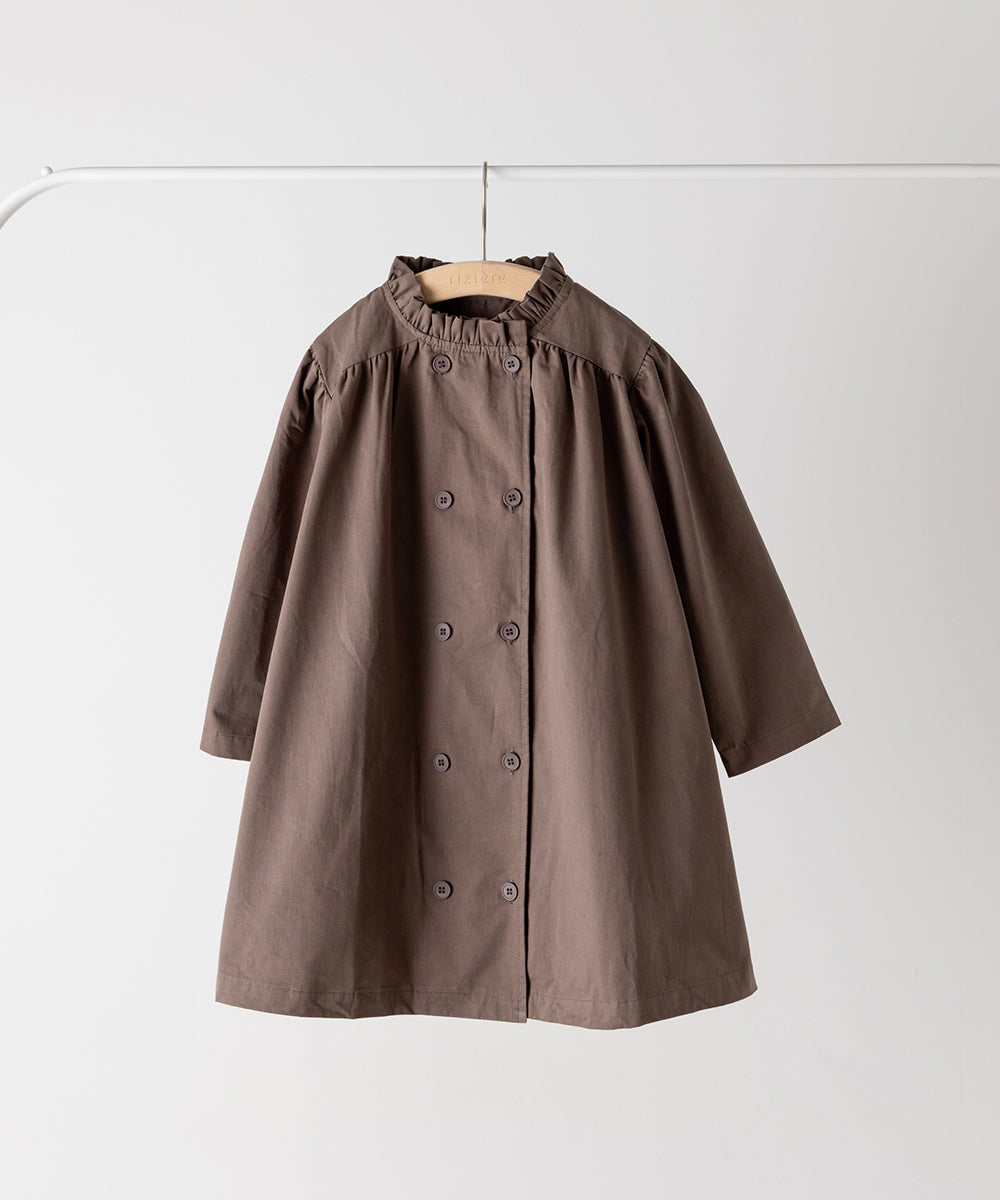 ダブルボタンフリルカラーワンピースコート