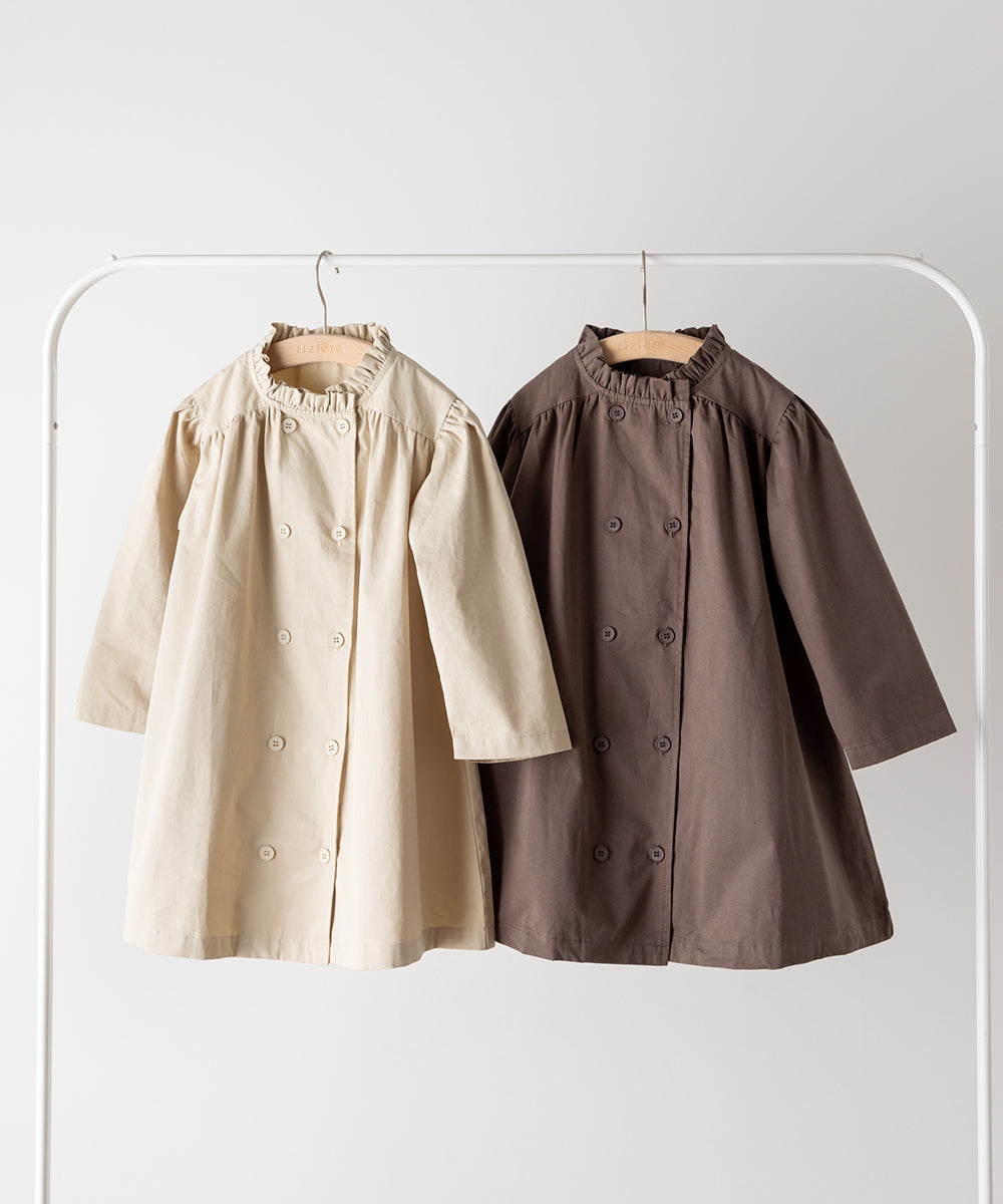 ダブルボタンフリルカラーワンピースコート