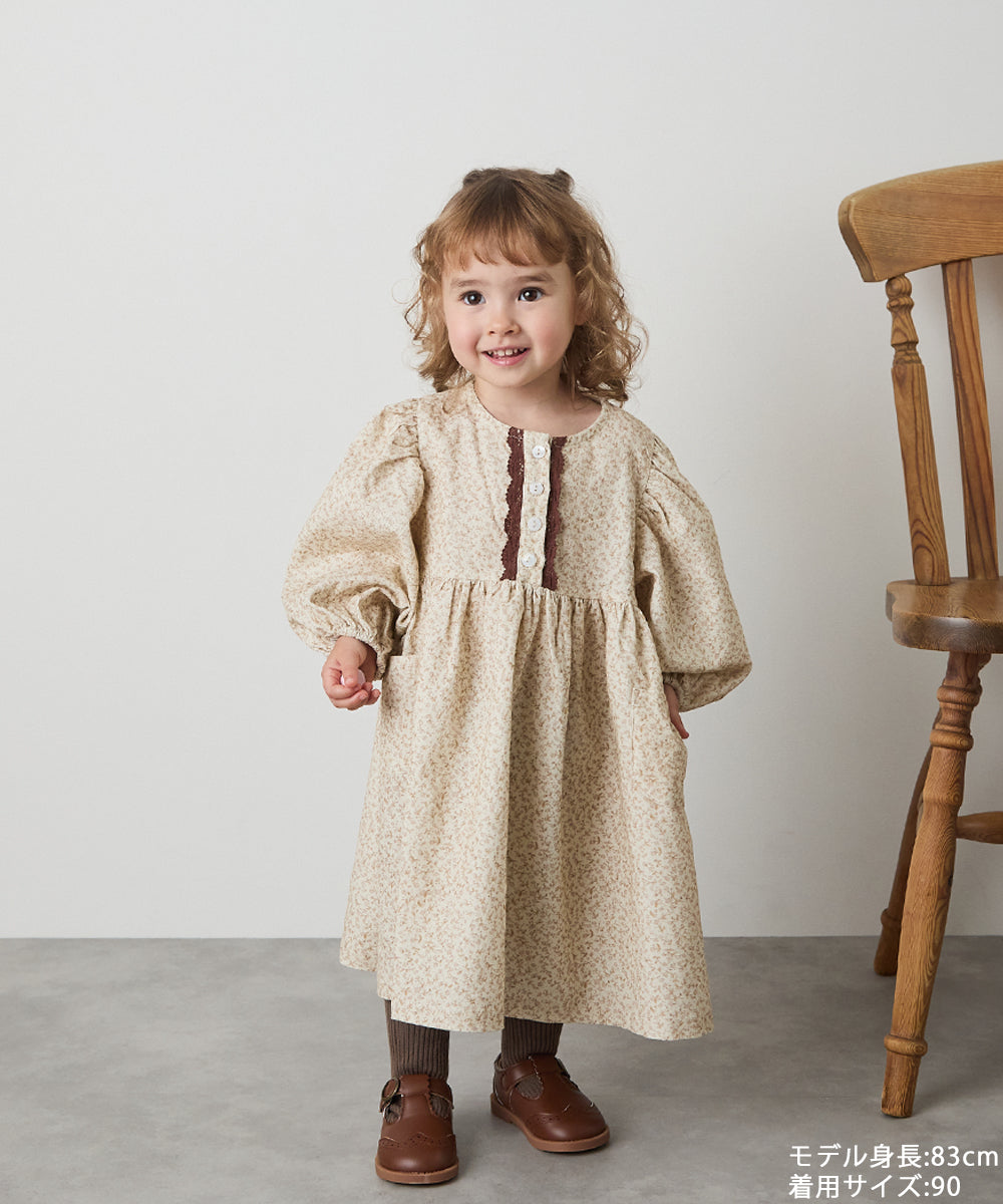 リンクコーデ】選べる2柄フラワーコーデュロイワンピース