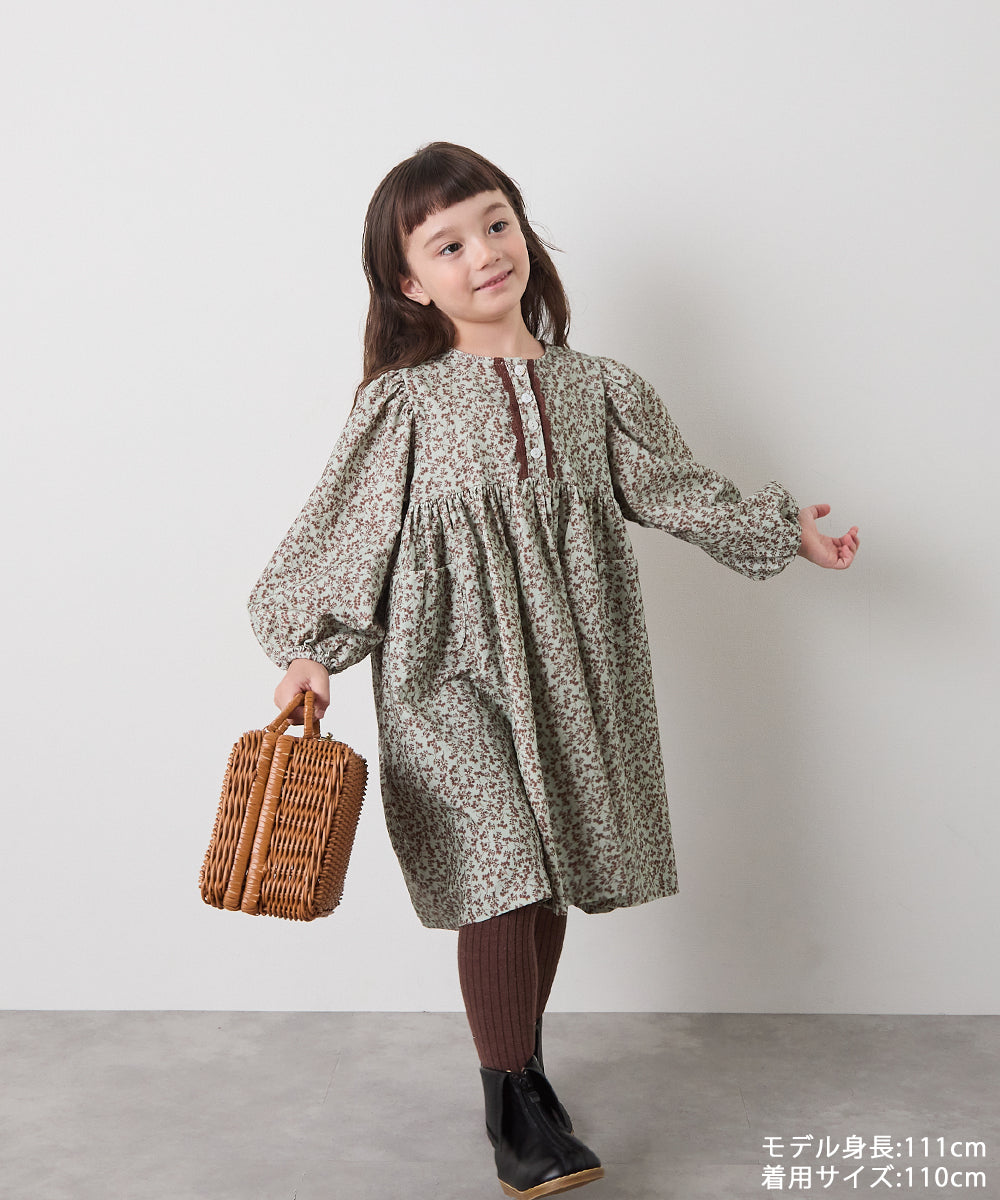 【リンクコーデ】選べる2柄フラワーコーデュロイワンピース