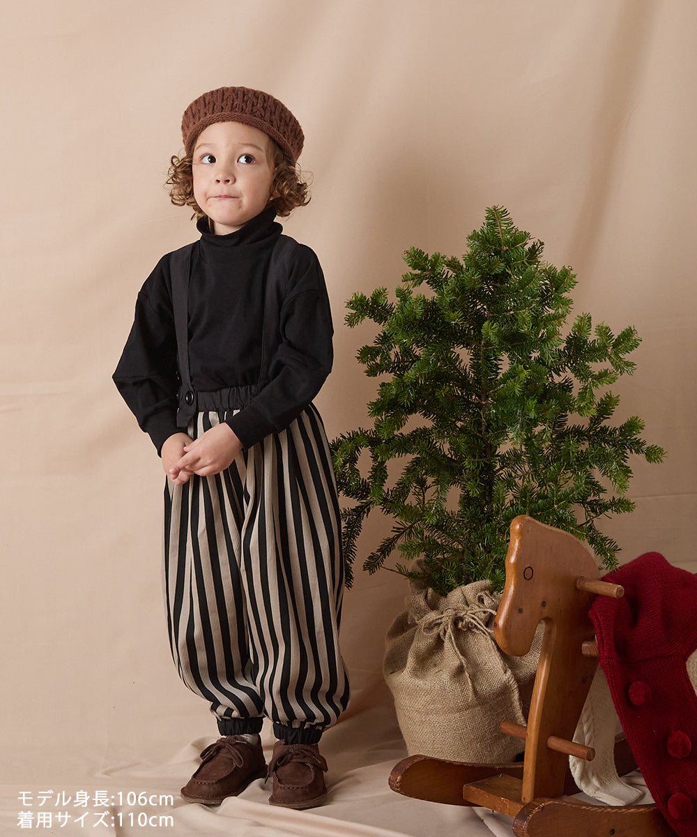 サスペンダー付きストライプバルーンシルエットパンツ