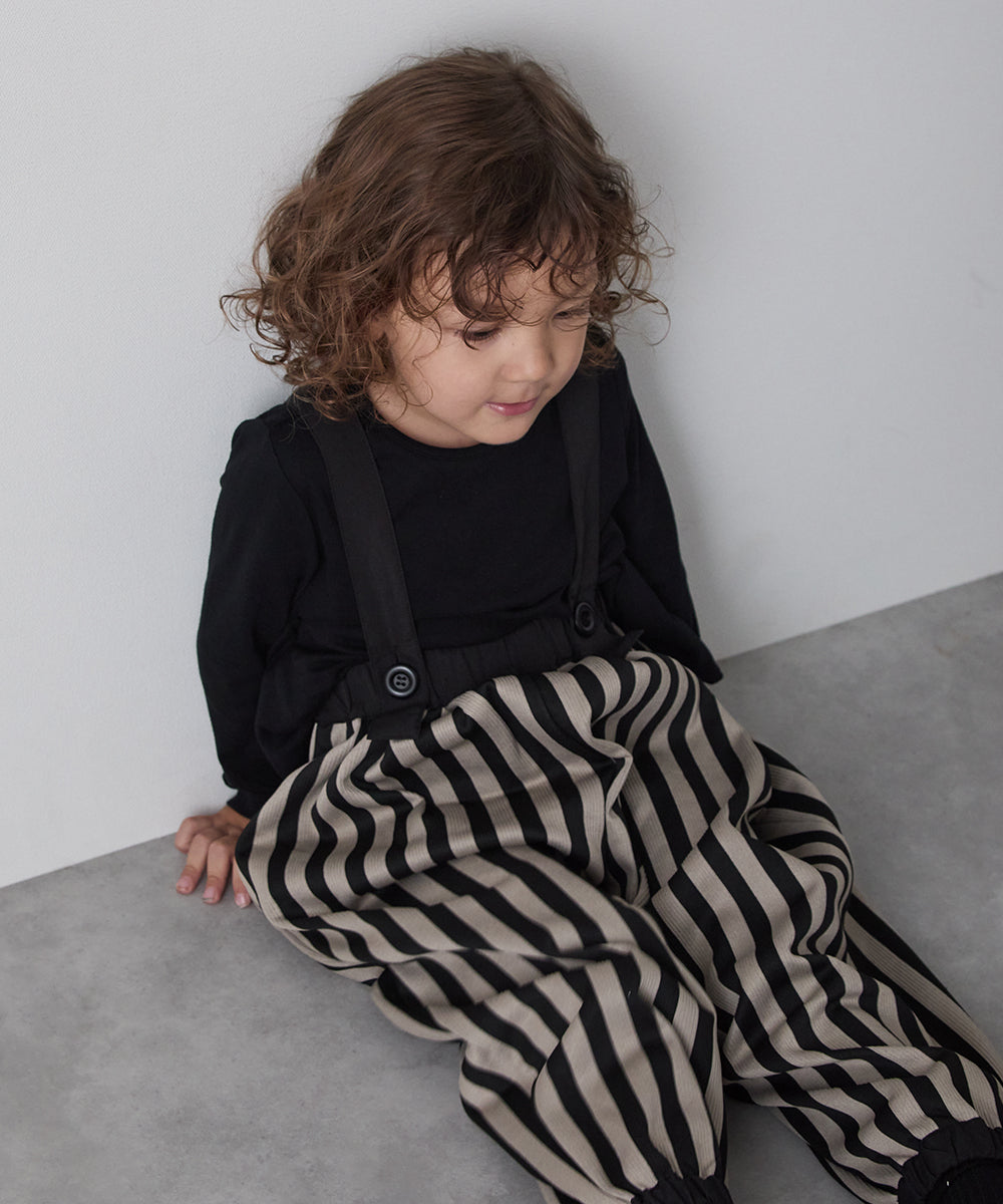 サスペンダー付きストライプバルーンシルエットパンツ