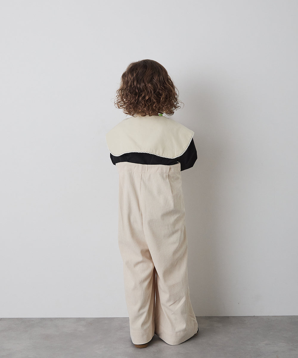 丸ボタンコーデュロイワイドタックサロペット