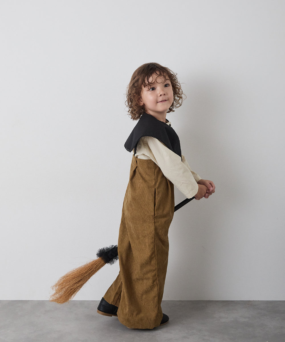 丸ボタンコーデュロイワイドタックサロペット