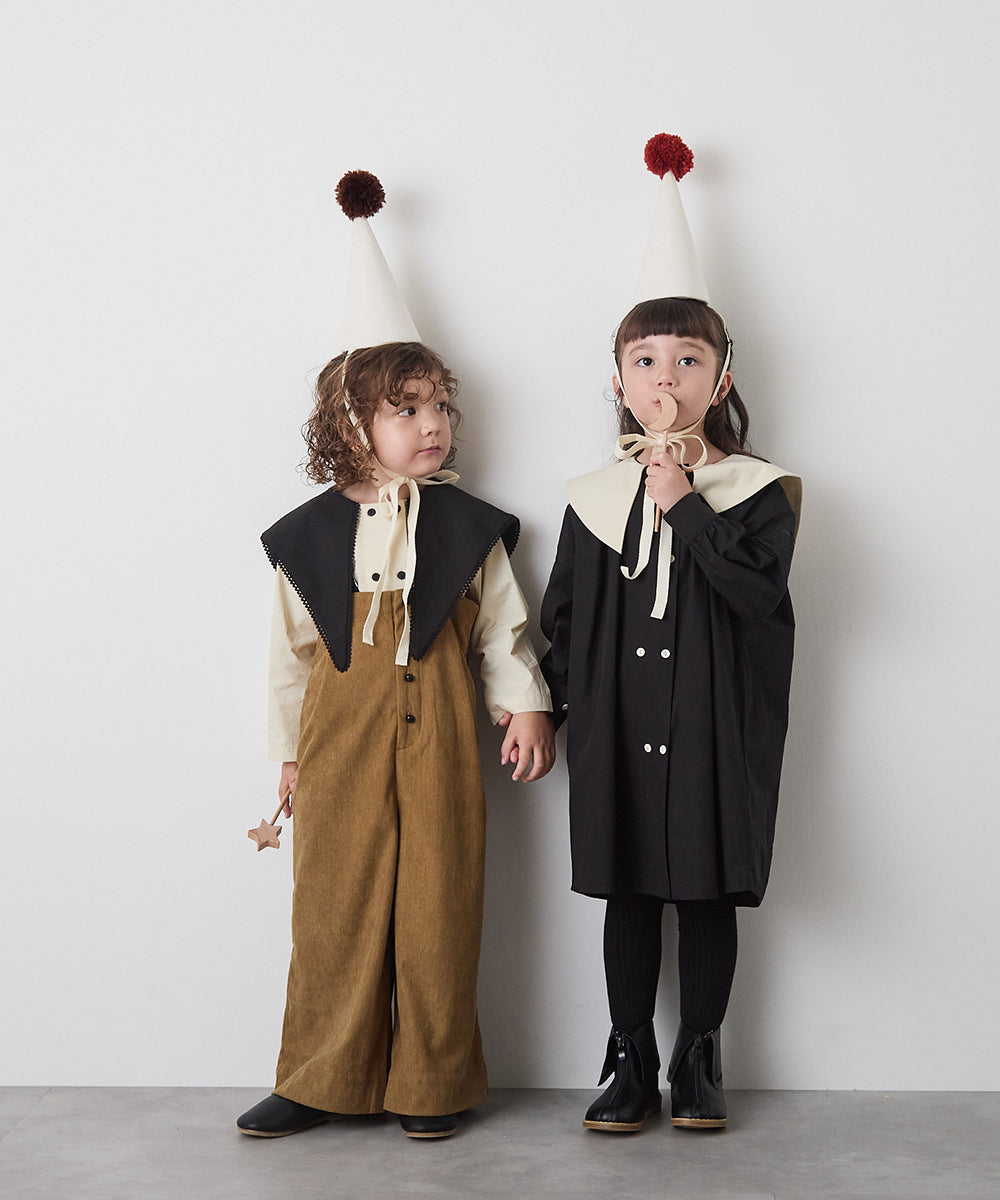 丸ボタンコーデュロイワイドタックサロペット