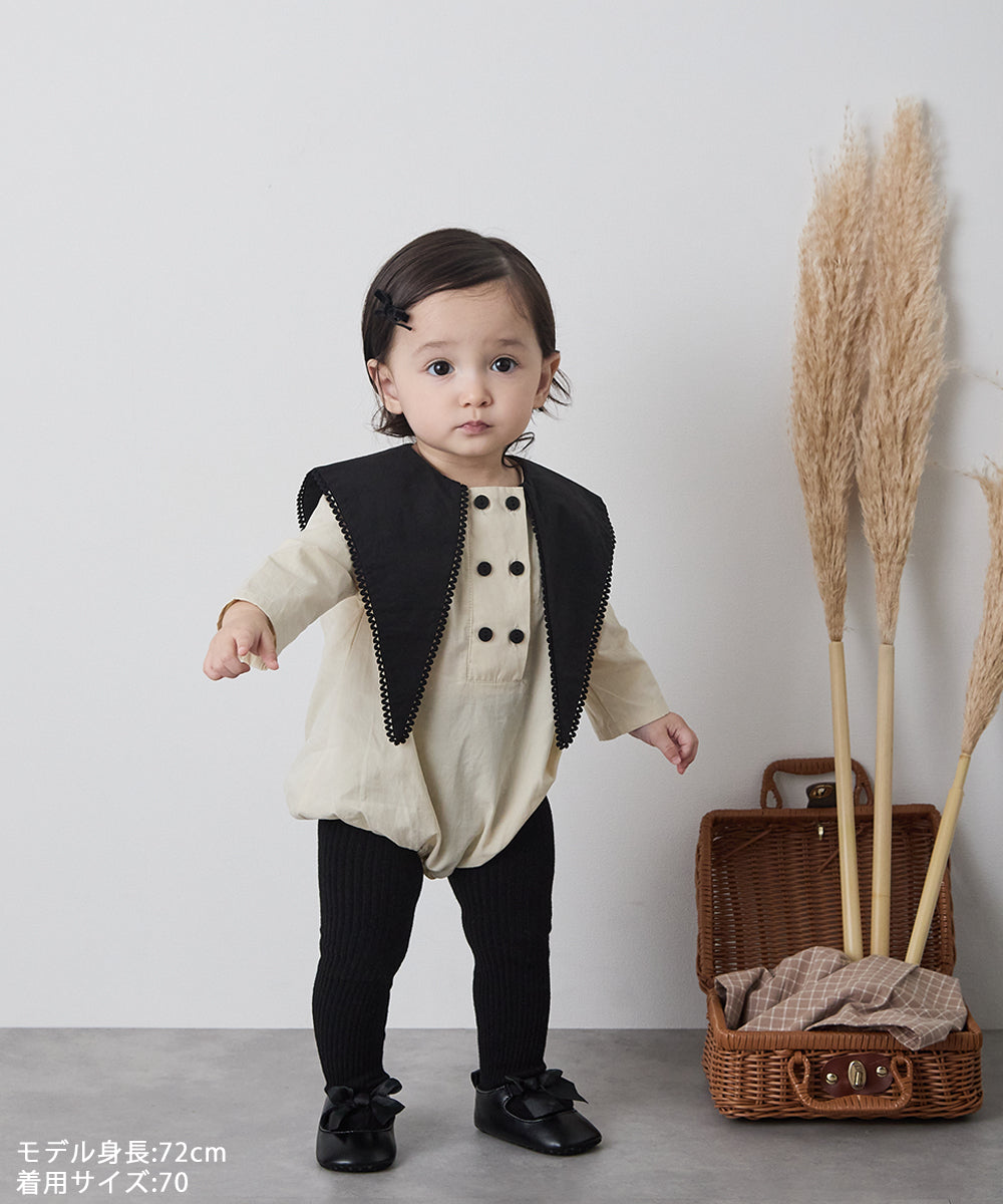 【リンクコーデ】配色ビックカラーベビーロンパース